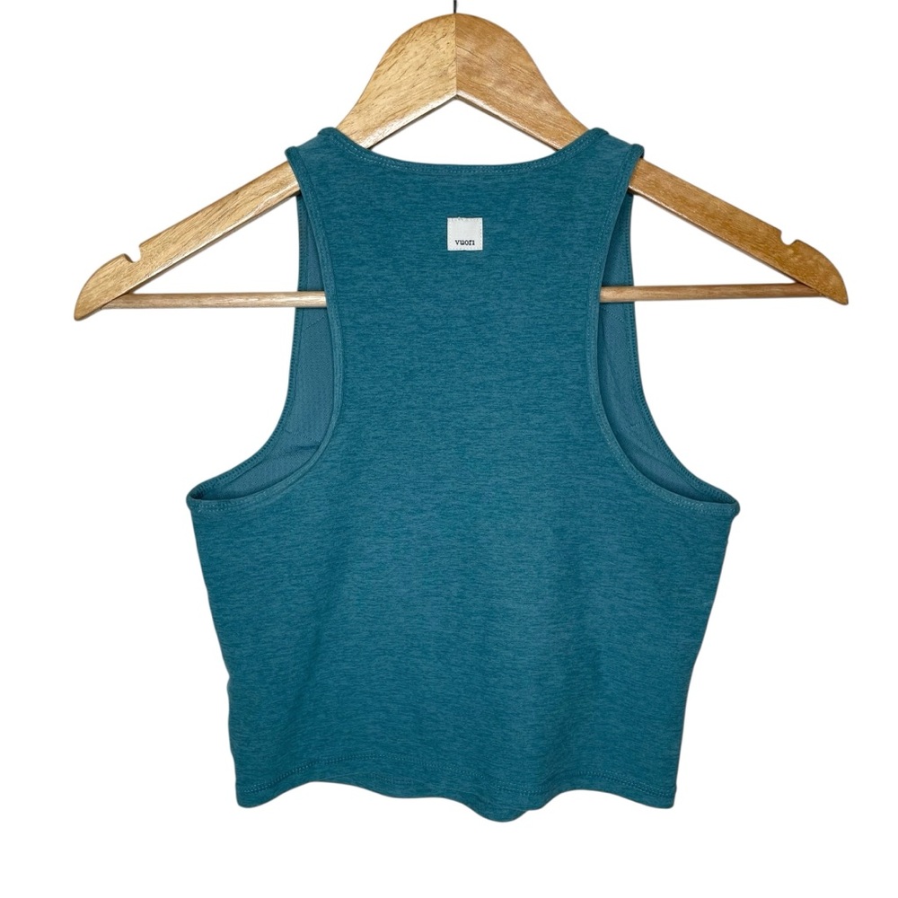 Vuori Elevation Pylo High Neck Crop Tank Teal - Picture 5 of 13